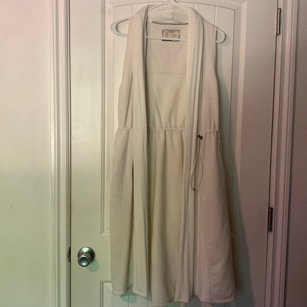 Anthropology Saturday Sunday - cream long vest w/adjustable waist and pockets